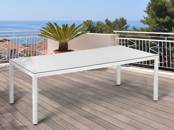 Zahradní jídelní stůl ITALY 220 cm 100 cm Sklo Bílá