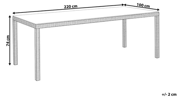 Zahradní jídelní stůl ITALY 220 cm 100 cm Sklo Bílá