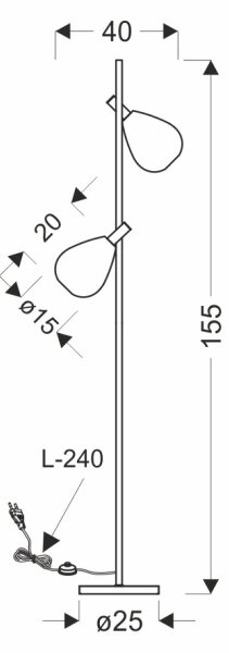 Stojací lampa DENSO 2xG9/5W/230V černý chrom/měděná