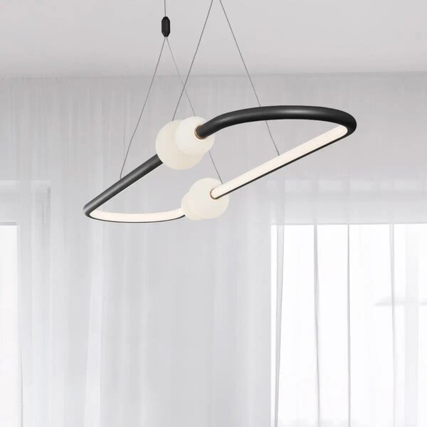 LED lustr Celia 100 černé s dálkovým ovládáním – Černá