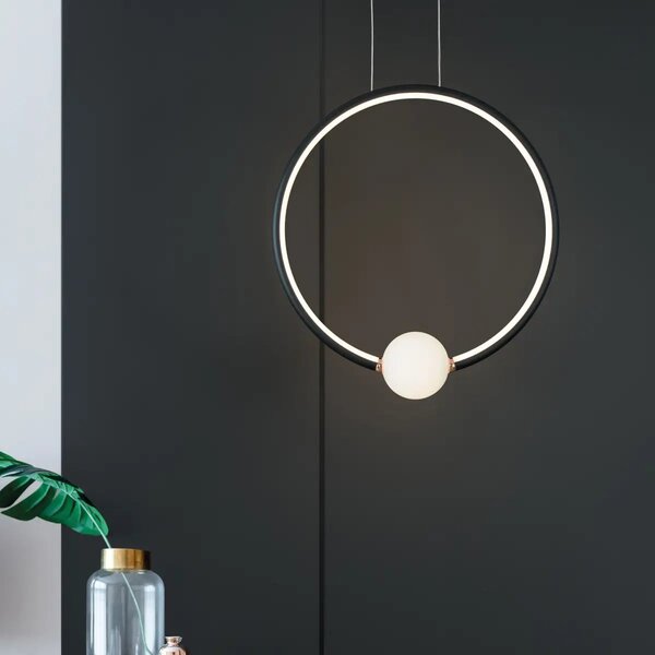LED lustr Celia 43 černé s dálkovým ovládáním – Černá