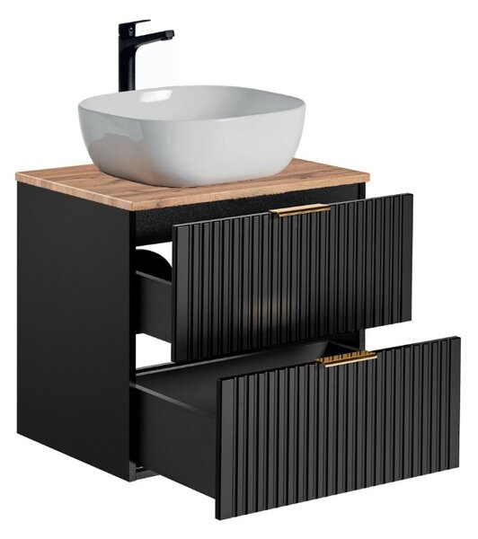 Koupelnová skříňka s umyvadlem a deskou ADEL Black DU60/2 | 60 cm