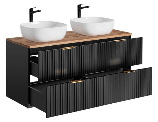Koupelnová skříňka s umyvadlem a deskou ADEL Black DU120/2 | 120 cm