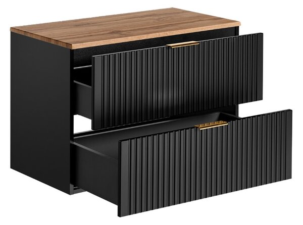 Koupelnová skříňka s umyvadlem a deskou ADEL Black DU80/2 | 80 cm
