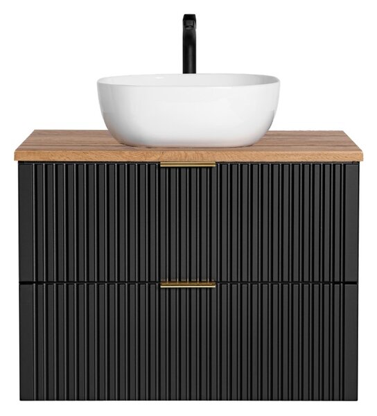 Koupelnová skříňka s umyvadlem a deskou ADEL Black DU80/2 | 80 cm