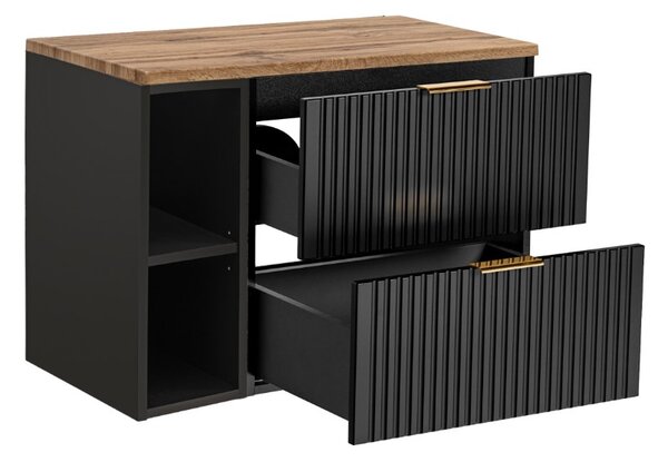 Koupelnová skříňka s deskou ADEL Black D80/3 | 80 cm