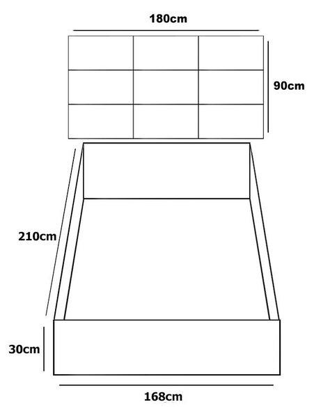 Postel Diva 180x200 cm + 9x čalouněný panel Trynity 10
