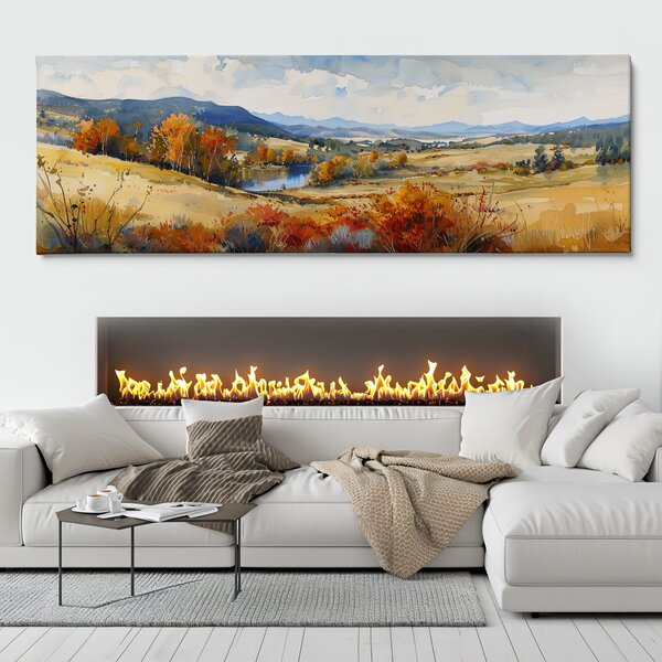 Obraz na plátně - Jezírko za trnkovým keřem FeelHappy.cz Velikost obrazu (šířka x výška): 60 x 20 cm