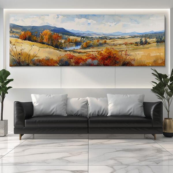 Obraz na plátně - Jezírko za trnkovým keřem FeelHappy.cz Velikost obrazu (šířka x výška): 60 x 20 cm