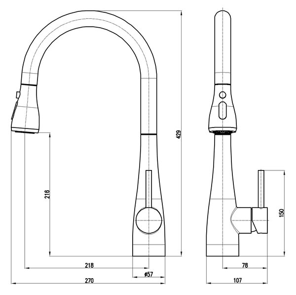 Slezák - RAV Dřezová baterie s vytahovací sprchou SEINA - SE910.xIN, Nerez Připojovací hadičky - závit: 3/8"