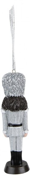 Stříbrná vánoční závěsná ozdoba Louskáček – 4x3x13 cm