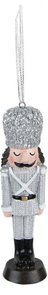 Stříbrná vánoční závěsná ozdoba Louskáček – 4x3x13 cm