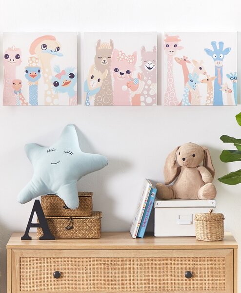 Sada 3 obrazů na plátně TILLIA 30 x 30 cm Zvířecí motiv Vícebarevná