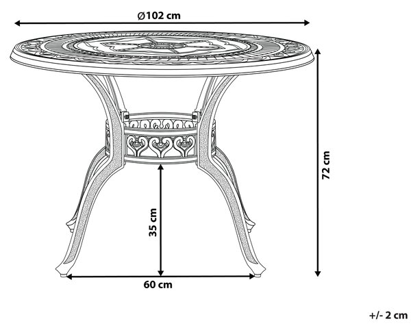 Zahradní jídelní stůl SALENTO 102 cm 102 cm Kov Tmavě hnědá
