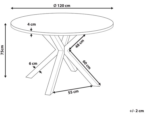 Zahradní jídelní stůl MALETTO 120 cm 120 cm Sklo Černá