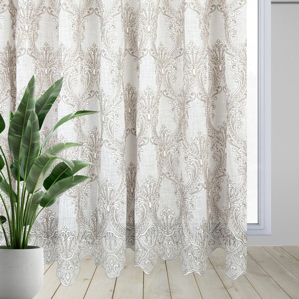 Voálová Luxusní vyšívaná záclona bílá Versailles Beige metráž Ervi 3634-13