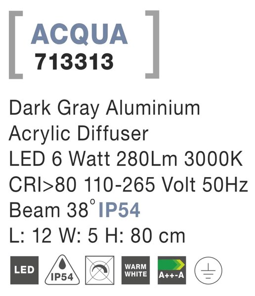 Venkovní LED lampa Acqua – Šedá