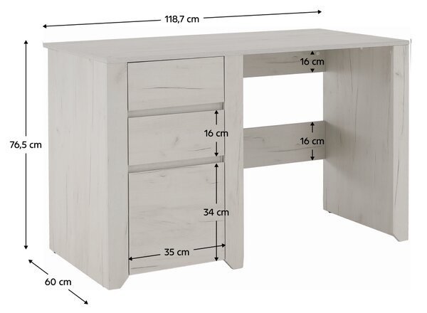 KONDELA PC stůl typ 80, bílá craft, ANGEL