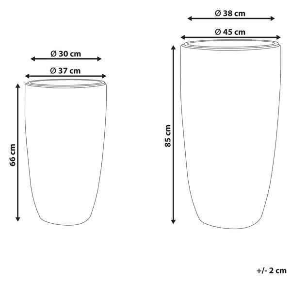 Sada 2 květináčů CEDRUS Umělý ratan 37/45 cm Hnědá