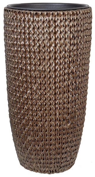 Sada 2 květináčů CEDRUS Umělý ratan 37/45 cm Hnědá