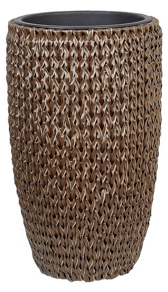 Sada 2 květináčů CEDRUS Umělý ratan 37/45 cm Hnědá