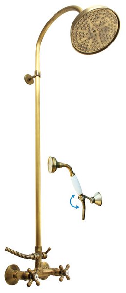 Slezák - RAV Sprchový komplet se směšovací baterií MORAVA RETRO - MK181.x/3SM, Stará mosaz (Bronz) Barva: Stará mosaz, Rozteč připojení (mm): 100