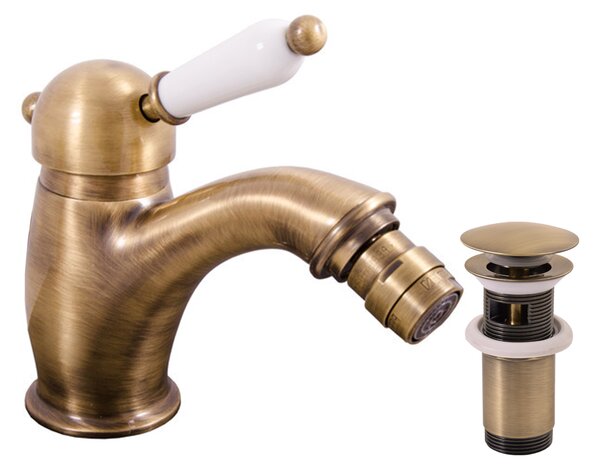 Slezák - RAV Bidetová baterie s výpustí LABE - L545.xSM, Stará mosaz (Bronz) Připojovací hadičky - závit: 3/8"