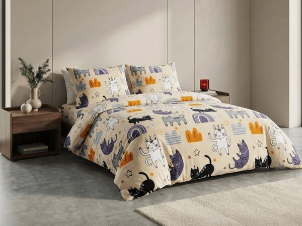 Mikroplyšové povlečení PURRSLEEP béžové Rozměr povlečení: 70 x 90 cm | 140 x 220 cm