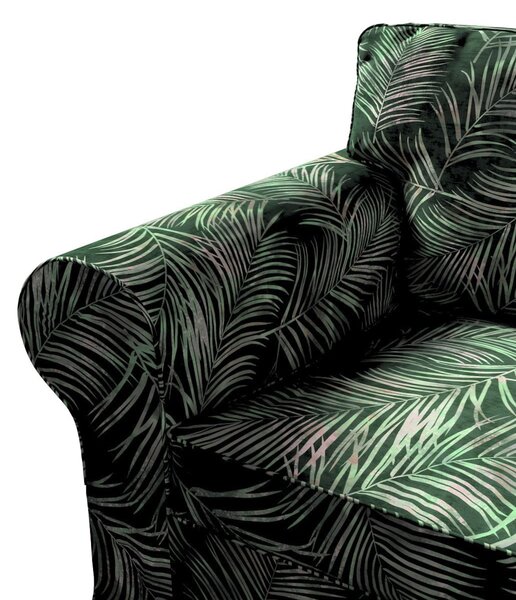 Potah na křeslo IKEA Ektorp barva zelená látka sametová, vzorované