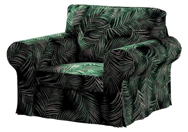 Potah na křeslo IKEA Ektorp barva zelená látka sametová, vzorované
