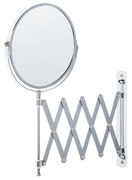 Nástěnné kosmetické zrcadlo s nastavitelným ramenem YVELINES 57 cm 36 cm Kov Stříbrná