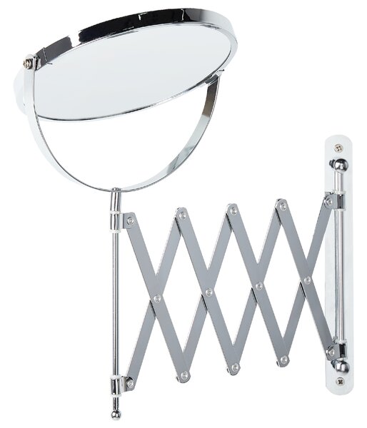 Nástěnné kosmetické zrcadlo s nastavitelným ramenem YVELINES 57 cm 36 cm Kov Stříbrná