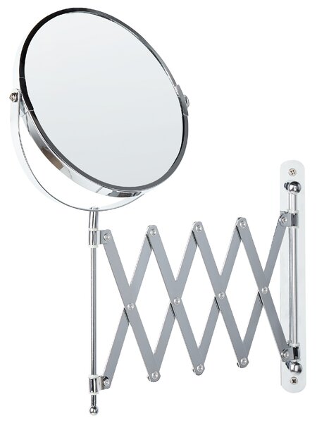 Nástěnné kosmetické zrcadlo s nastavitelným ramenem YVELINES 57 cm 36 cm Kov Stříbrná