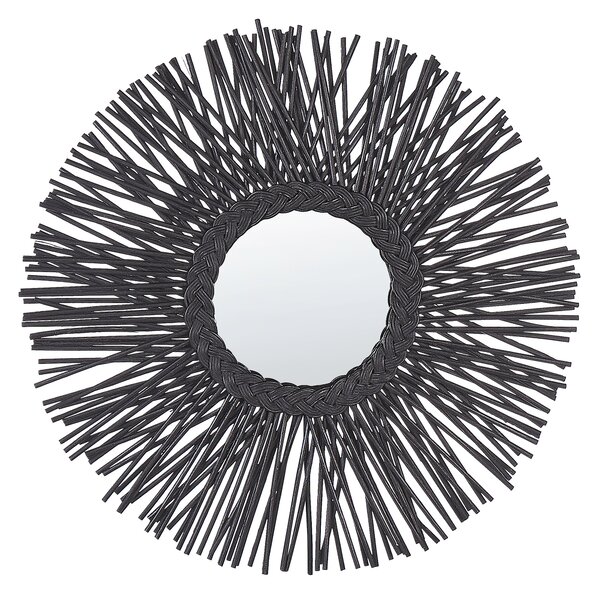 Zrcadlo KALASIN 60 cm 60 cm Ratan Černá