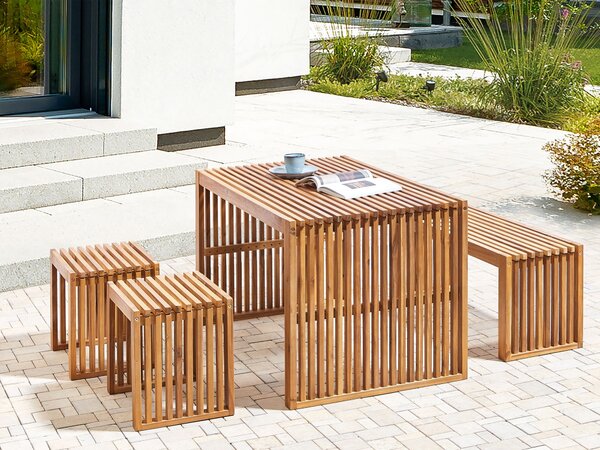 Zahradní jídelní stůl BELLANO 70 cm 120 cm Akáciové dřevo Hnědá