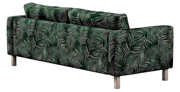 Potah na pohovku IKEA Karlstad 3-místná, nerozkládací, krátký barva zelená látka sametová, vzorované