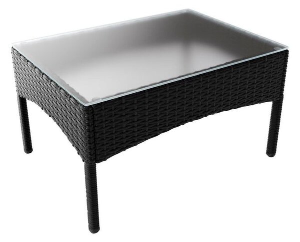 Zahradní set pro 4 osoby, křesla a stůl, černý ratan