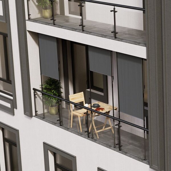 Svislá markýza na balkon 100 x 228-316 cm, UV ochrana, šedá