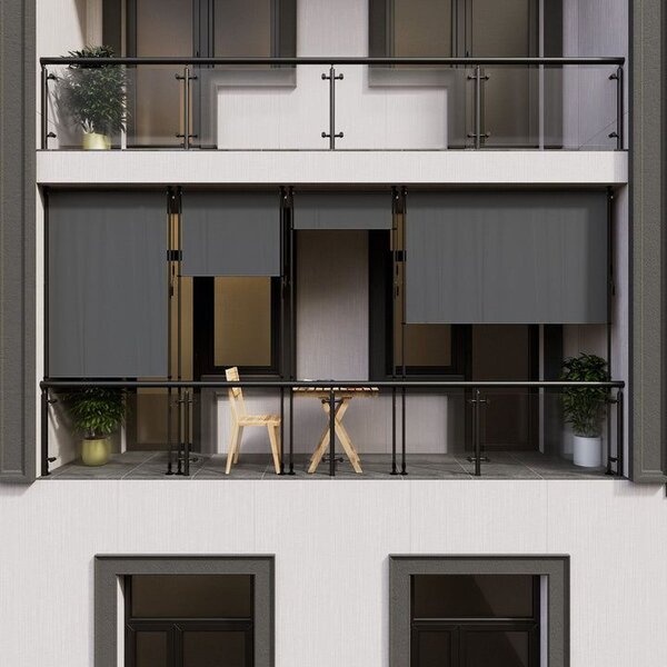 Svislá markýza na balkon 120 x 228-316 cm, UV ochrana, šedá