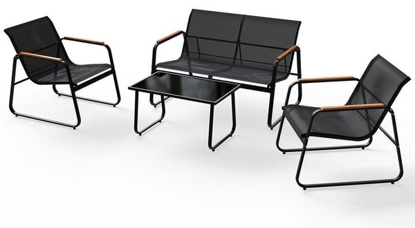 Moderní zahradní set, 2 křesla, lavice a stůl, antracit
