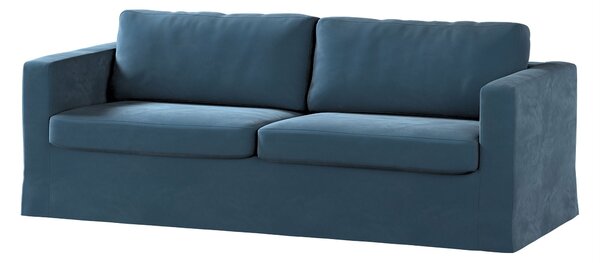 Potah na pohovku IKEA Karlstad 3-místná, nerozkládací, dlouhý barva modrá látka lesklé, sametová