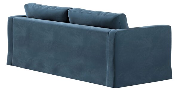 Potah na pohovku IKEA Karlstad 3-místná, nerozkládací, dlouhý barva modrá látka lesklé, sametová
