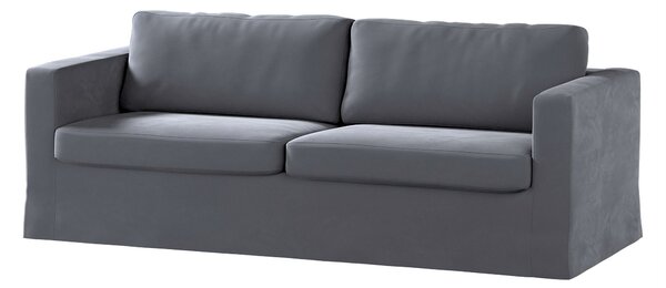 Potah na pohovku IKEA Karlstad 3-místná, nerozkládací, dlouhý barva šedá látka lesklé, sametová