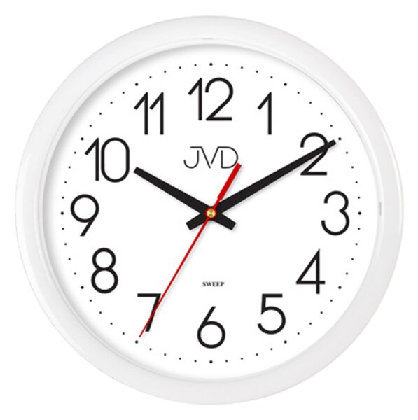 JVD Nástěnné bílé čitelné netikající tiché hodiny JVD H608.1