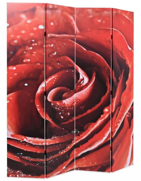 Paravan červená růže Dekorhome 160x170 cm (4-dílný)