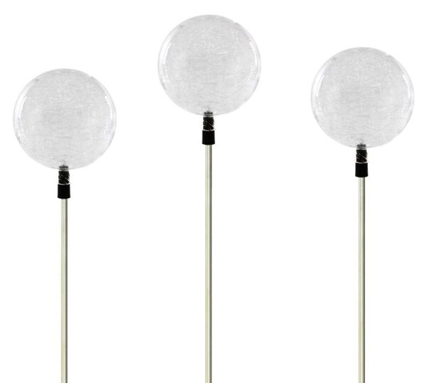 Sada 3 solárních zahradních zápichů s LED koulí, 80 cm