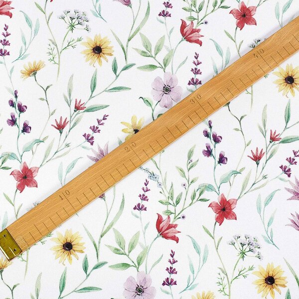 Goldea teflonová látka na ubrusy - barevné jarní kvítí 160 cm