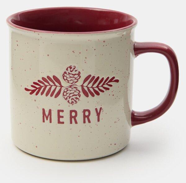 Sinsay - Vánoční hrnek s nápisem „Merry“ - červená
