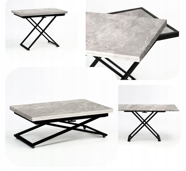 Konferenční stolek Rozkládací zvedací stolek LOFT 120x91x75cm betonový Větší konferenční stolek
