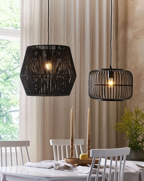 Závěsná lampa GWERU Papírové lano Černá